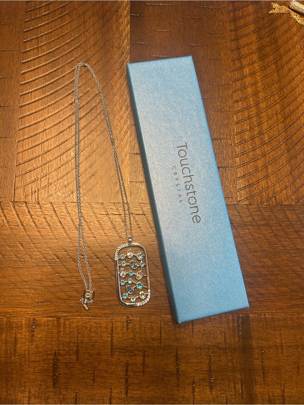 Touchstone Crystal Silver Necklace with Blue Accents
